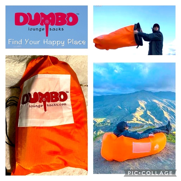 Dumbo Lounge Sacks Lounger w/Nylon Carrying Backpack. Orange Outdoor Lounger. - Picture 1 of 11